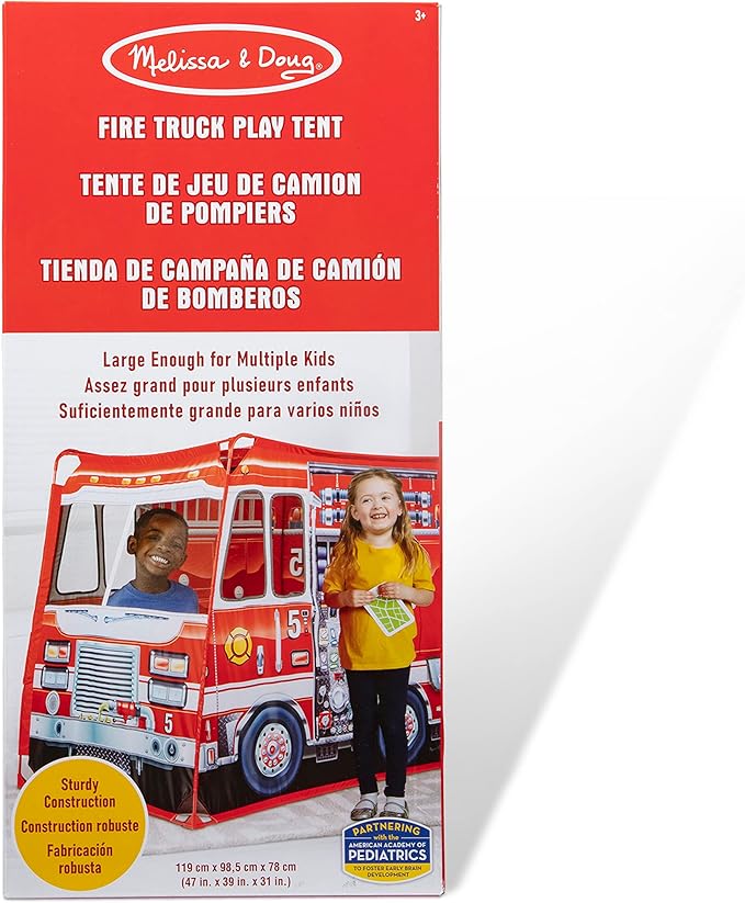 Melissa & Doug Fire Truck Play Tent Role Play Firefighter Tent, Fire Truck for Kids Ages 3+