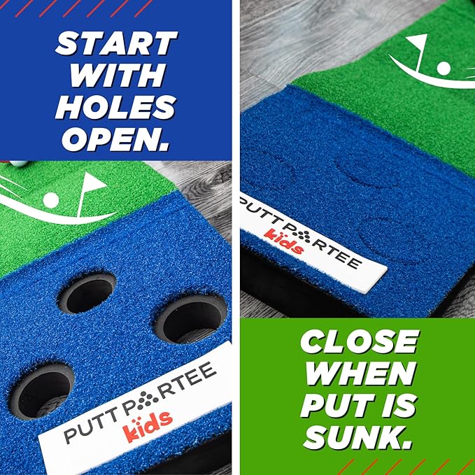 Portable Kids Pong Putting Game Set Mini Golf for Kids Fun Yard Game - Adjustable Putters, Quality Base, Real Golf Balls Perfect for Family Competitions
