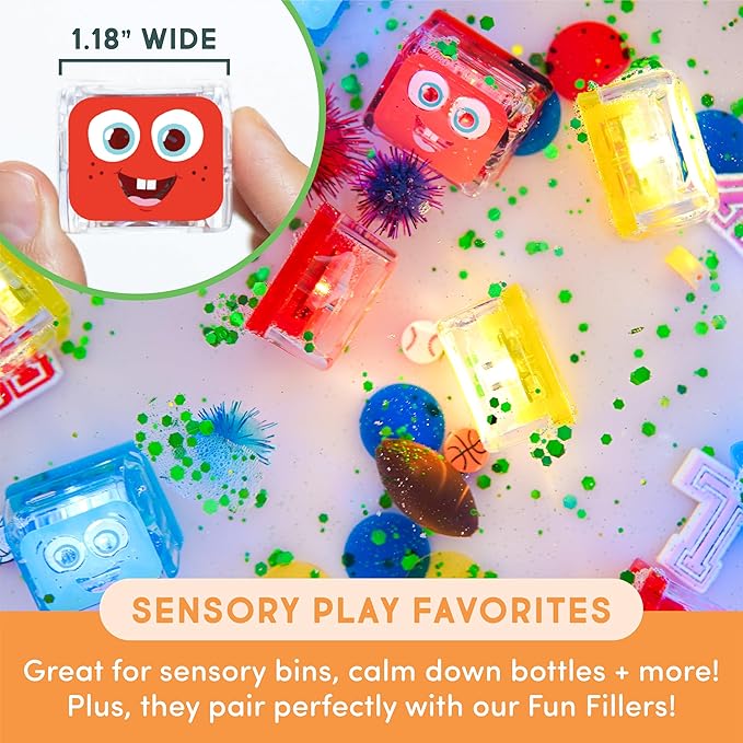 Glo Pals Water-Activated Light-Up Cubes Bundle for Sensory Play – 12 Pack (Primary Pals)