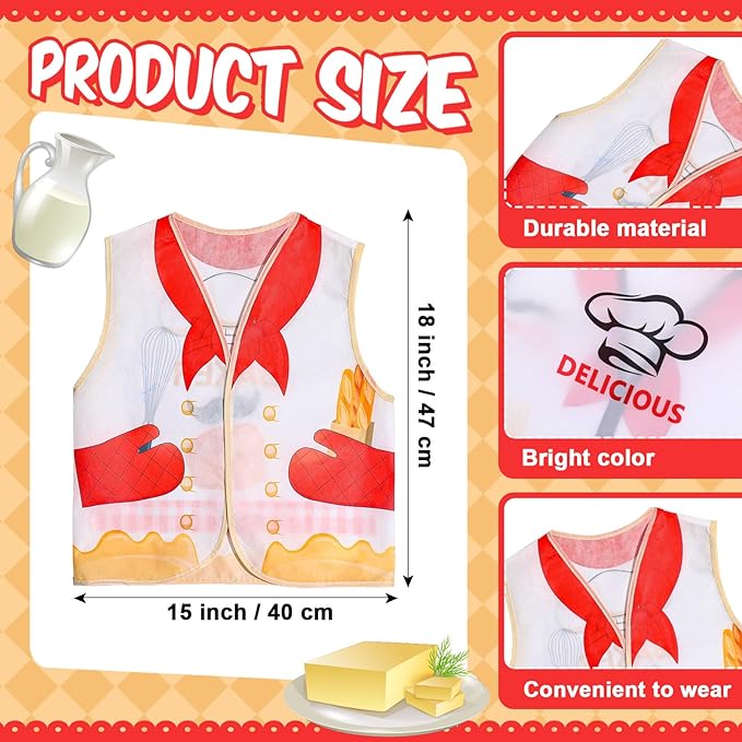 Panitay 12 Pcs Kids Community Helper Dress up Vest, Boy & Girl Career Cosplay Party Costume for Toddlers Occupation Role Play