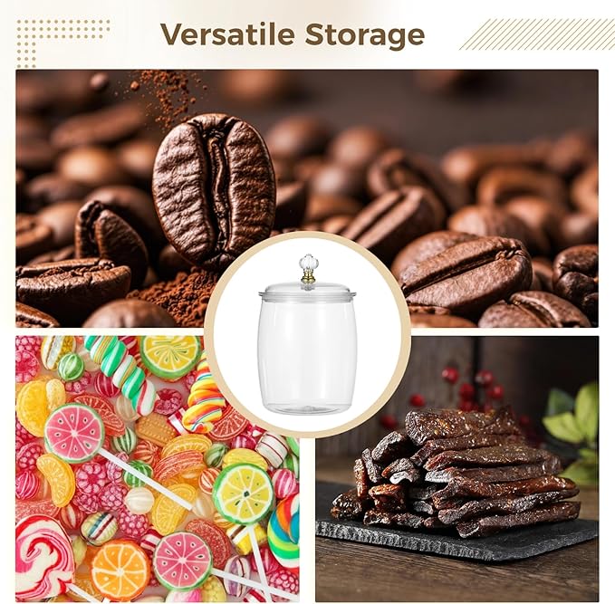 6 Pcs Candy and Cookie Jars, 74 oz Transparent Plastic Jars with Lids, Decorative Storage Containers with Scoops, Labels, and Markers, Airtight Food Canisters for Candy Buffets, Kitchens