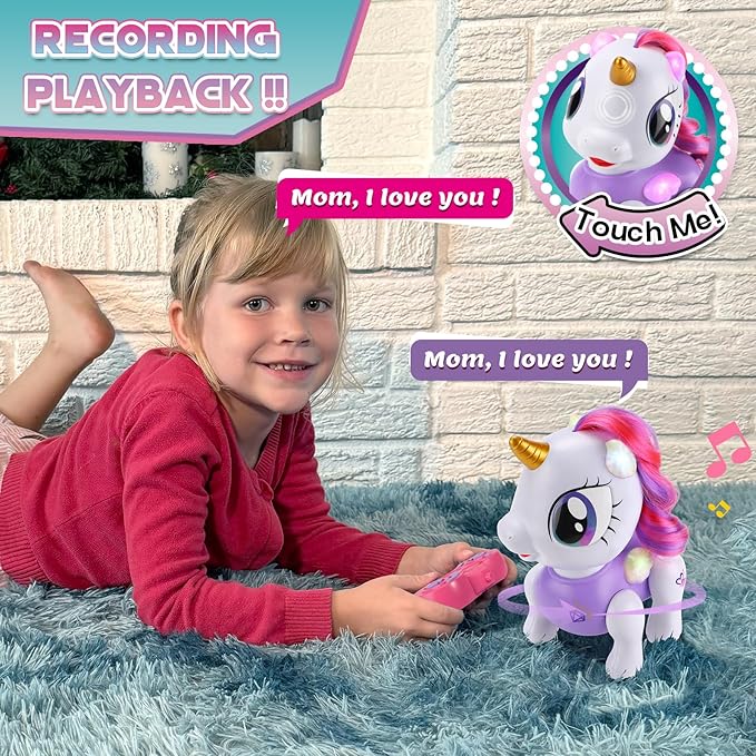 PETNEY Remote Control Robot Pets Toys for Ages 5-7,Interactive Voice Control,Rechargeable & Recordable,Touch Sensing,STEM Toy Program Treats, Walking, Dancing Robot Toys for Girls (Purple)