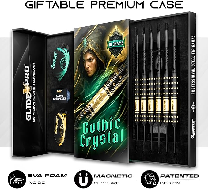 IgnatGames Steel Tip Darts Set - 3/6/12 Pack Brass Darts Metal Tip Set with Exquisite Case - Aluminum Shafts, 2 Sets of Flights, Dart Tool & Sharpener
