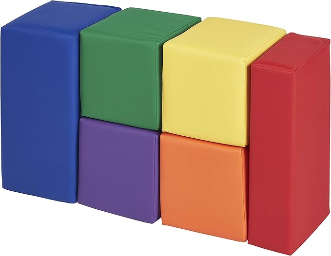Factory Direct Partners 10414-AS SoftScape Stack-a-Block Big Foam Construction Building Blocks, Soft Play Set for Toddlers and Kids (6-Piece Set) - Assorted