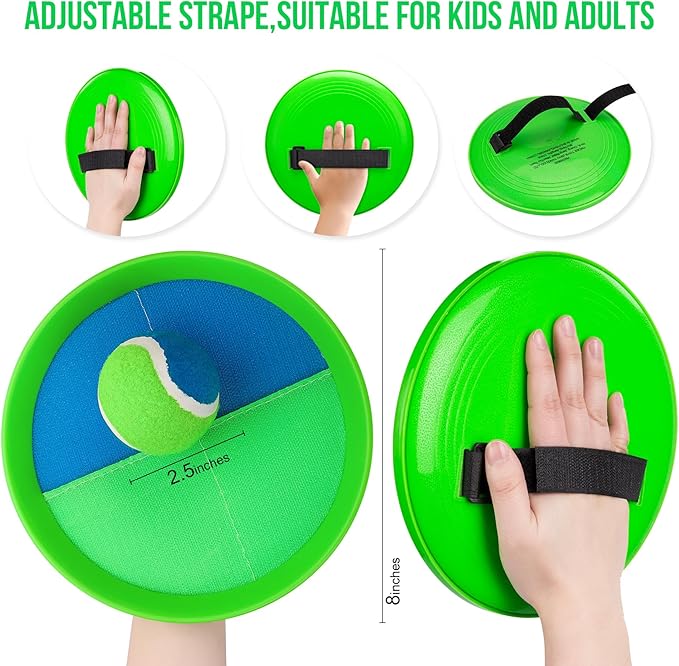 Toss and Catch Ball Set for Toddlers, Kids and Adults - 4 Pack - Kids Toys Outdoor Indoor - Sturdy & Water-Resistant, Great Game for Beach, Pool and Yard - Classic Gift for Boys Girls