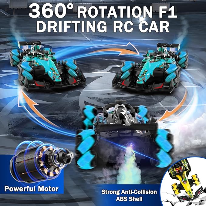 Gesture Sensing Remote Control Car, F1 RC Stunt Car 1:14 Scale 4WD 2.4GHz 360 ° Rotating RC Cars Toy for Kids with Spray Lights RC Drift Car Boys Girls Gifts Birthday Xmas for 6-12 Year Old