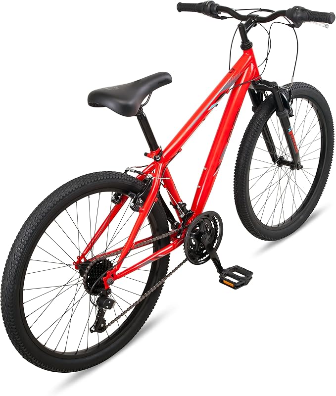 Cavern Mountain Bike for Youth or Adult Boys Girls, 7 or 21-Speed Twist Shifter Options, 20/24/26-Inch Wheels, 11 to 17.5-Inch Steel Frame, Front Suspension, Kickstand Included