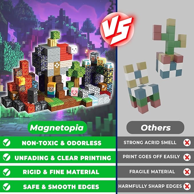200PCS Magnetic Building Blocks - Stacking Magnets for Kids, Sensory Toy for Toddlers STEM Learning, Birthday Gifts for 3-10 Years Old Boys Girls, Magnetic Blocks for Kids Ages 4 5 6 7 8