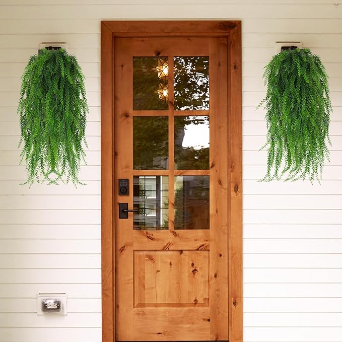 RECUTMS 31.5”Artificial Hanging Plants Christmas Fake Ivy Leaves Decoration Fern Vine for Indoors Outdoors, Faux Foliage Greenery Decor Living Room Balcony Garden 4 pcs (Green)