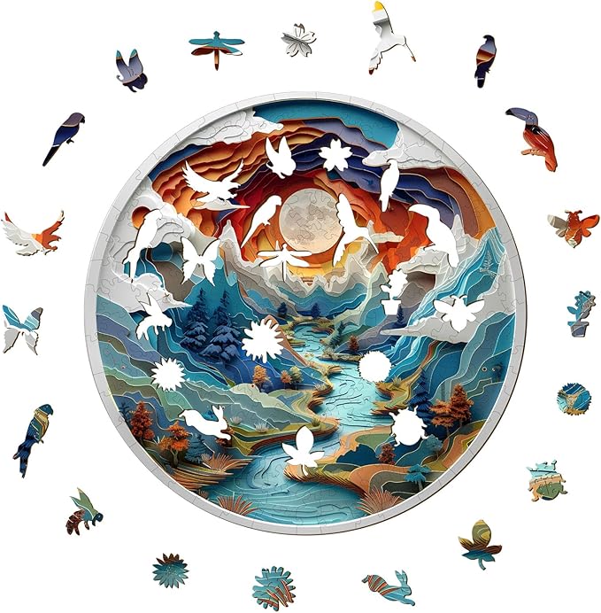 Wooden Puzzles for Adults, 3D Vision Inside Cave (L-300pcs) Wooden Jigsaw Puzzles Kids, Unique Shaped Animal Wood Puzzles Adults, Wooden Animal Puzzles Birthday Gifts Family Game 13.4*13.4in