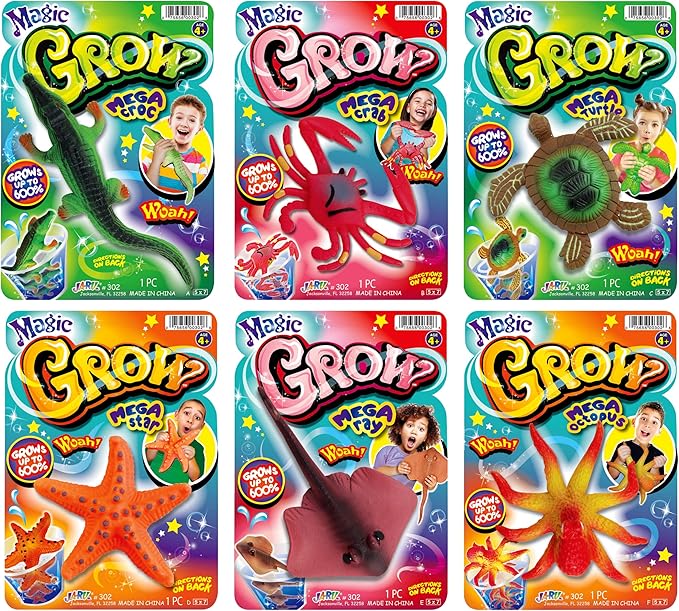 JA-RU Magic Grow Water Growing Toys (144 Units) Jumbo Water Growing Sea Creatures Toys for Kids. Bulk Ocean Themed Party Favors & Easter Basket Stuffers. 302-144p