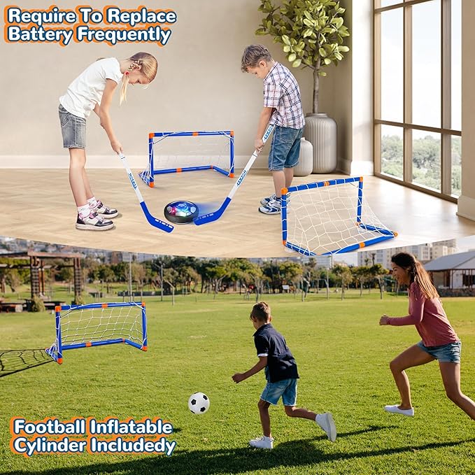 4-in-1 Hover Soccer Ball Set, Rechargable Air Floating Soccer Toy with LED Lights, Indoor & Outdoor Kids Sports Toys, Christmas Birthday Gifts for Boys Girls Aged 3 4 5 6 7 8-12
