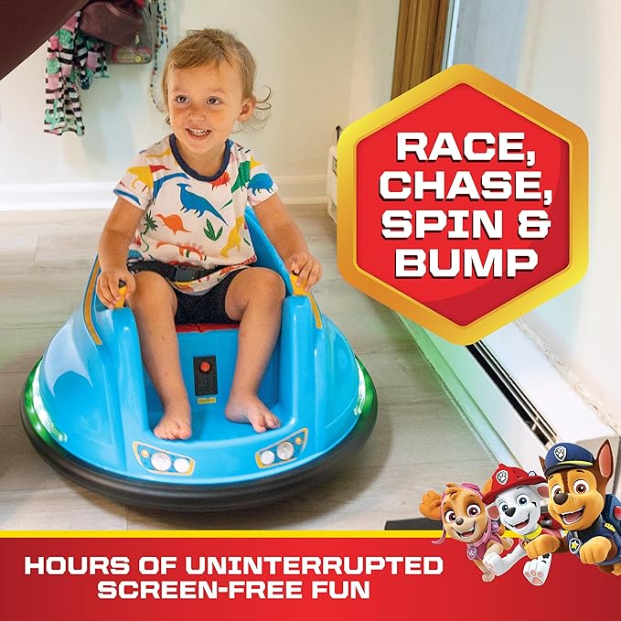 FunPark 6V Bumper Car for Toddlers, Electric Kids, Toddler Ride On Toys for Kids, Baby Bumper Car, Ages 1.5-4 Yrs, LED Lights, 360 Degree Spin, Supports up to 66lbs (No Remote) - Paw Patrol