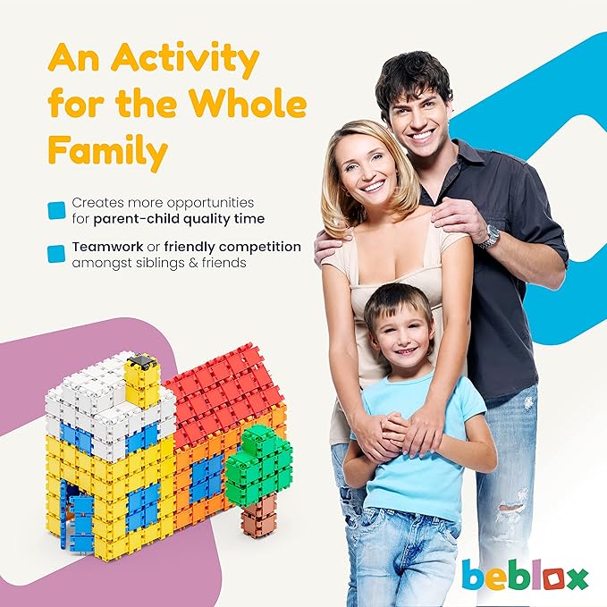 Beblox Building Blocks for Kids - 500-Piece Connecting Tiles Set - Interlocking Building Blocks for Kids, STEM Toys Kit, Fun & Educational Gifts for Boys & Girls, Preschool Learning Activities Ages 4+