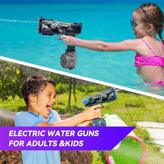 2025 Upgraded Electric Water Gun – Automatic Squirt Gun with 500CC Tank, 28FT Long Range, Dual Rechargeable Batteries, Waterproof Design, Ideal for Kids & Adults Summer Pool Fun