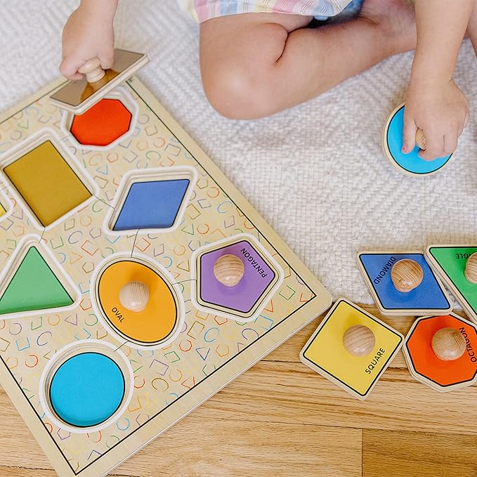Melissa & Doug Deluxe Jumbo Knob Wooden Puzzle - Geometric Shapes (8 pcs)