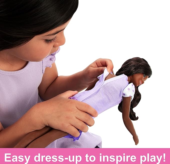 Barbie: My First Preschool Doll, Brooklyn with 13.5-inch Soft Posable Body & Black Hair, Plush Poodle & Accessories