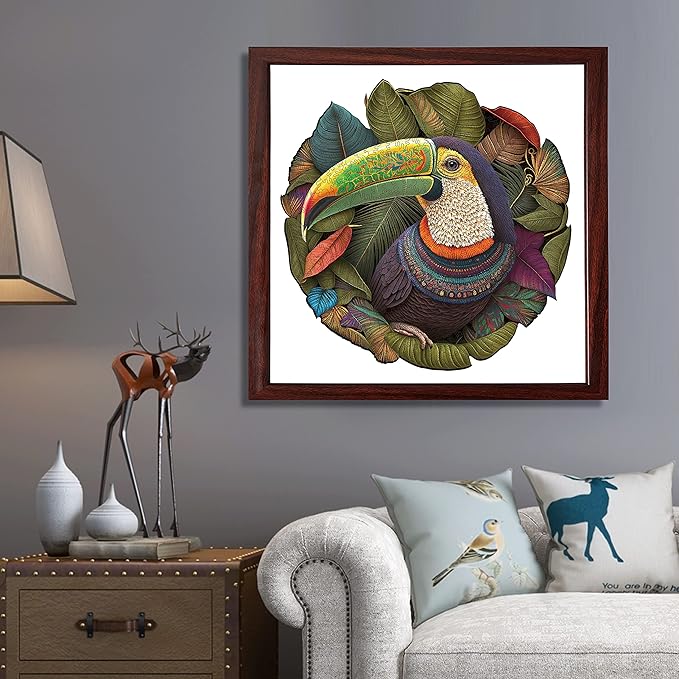 Wooden Puzzles, Mandala Parrot 200 Piece Jigsaw Puzzles, Unique Shaped Wooden Jigsaw Puzzles for Adults and Kids, Family Game 11.2 x 11.2 Inch