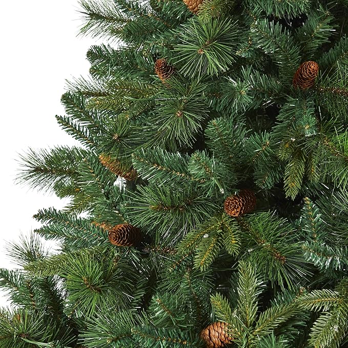 Nearly Natural 7.5ft. West Virginia Full Bodied Mixed Pine Artificial Christmas Tree with 600 Clear LED Lights and Pine Cones