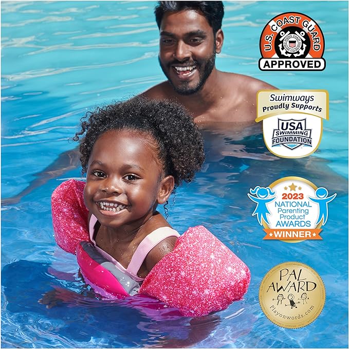 SwimWays Gabby's Dollhouse Swim Trainer, US Coast Guard Approved Life Vest Kids Swim Vest, Arm Floaties & Life Jackets for Kids 33-55 lbs, Gabby