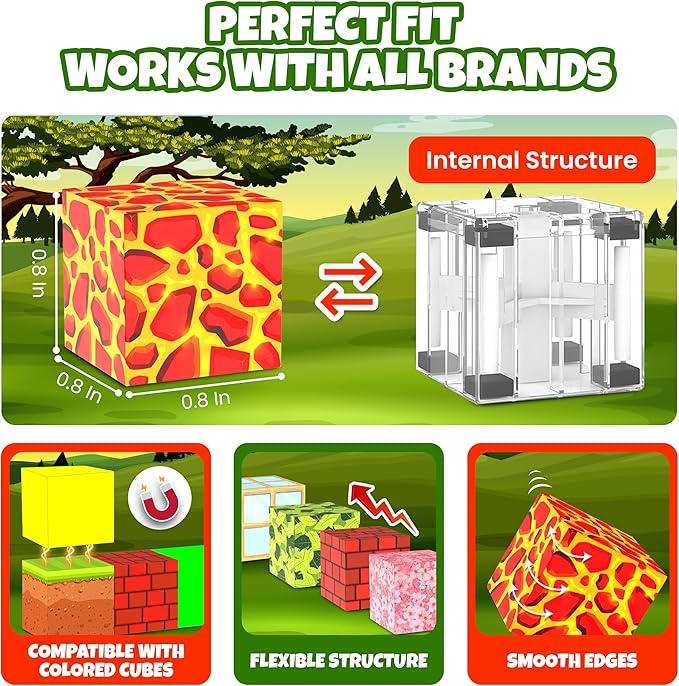 RICCLE Magnetic Blocks - Build Magnetic Building Blocks Toddler STEM Sensory Outdoor Toys for 3+ Year Old Boys & Girls, Educational & Learning Toys for Ages 4-12 (60 Blocks)