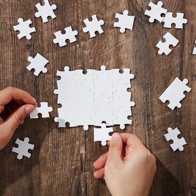 Sumind 24 Sheets Sublimation Puzzle Blank Jigsaw Puzzles for DIY Arts and Crafts Projects Heat Press Thermal Transfer Make Your Own Puzzles(A5-48 Style)