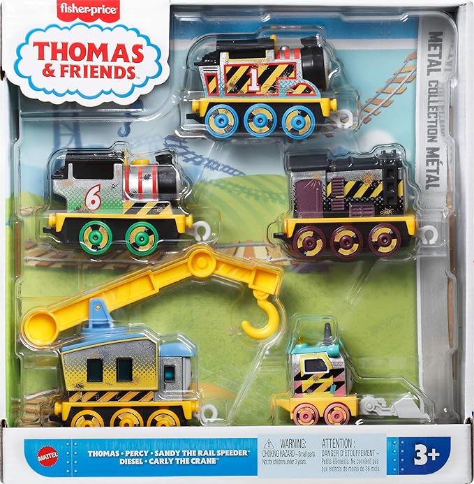 Thomas & Friends Diecast Vehicle Set Construction Crew 5 Push-Along Toy Train Engines for Preschool Kids Ages 3+ Years