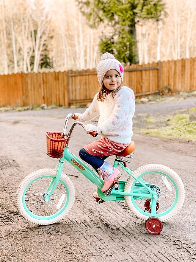 JOYSTAR Vintage Kids Bike with Training Wheels & Basket, 12 14 16 20 24 Inch Girls Bike for 2-14 Years Old, Multiple Colors