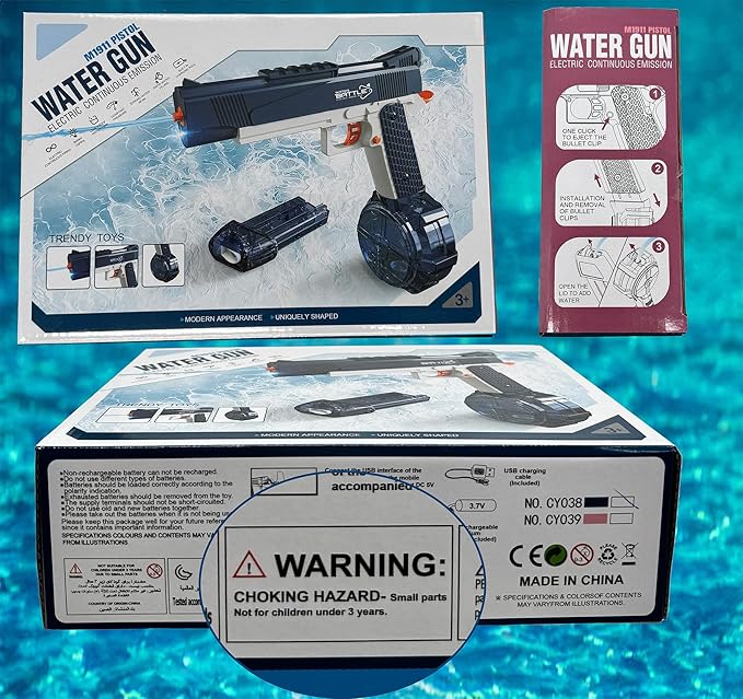 GOAP Electric Water Gun 2 Large Capacity Clips, Rechargeable Battery, Kids & Adults Squirt Gun