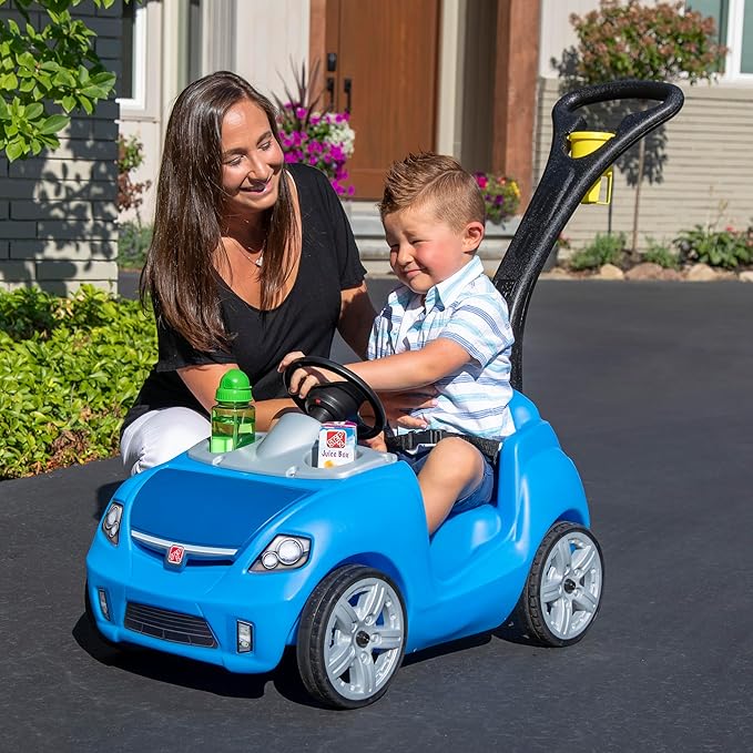 Step2 Whisper Ride II Buggy Kids Push Car, Ride On Toy, Stroller Substitute, Includes Seat Belt & Horn, Made of Durable Plastic, Max Weight 50 lbs., For Toddlers 1.5-4 Years Old, Blue