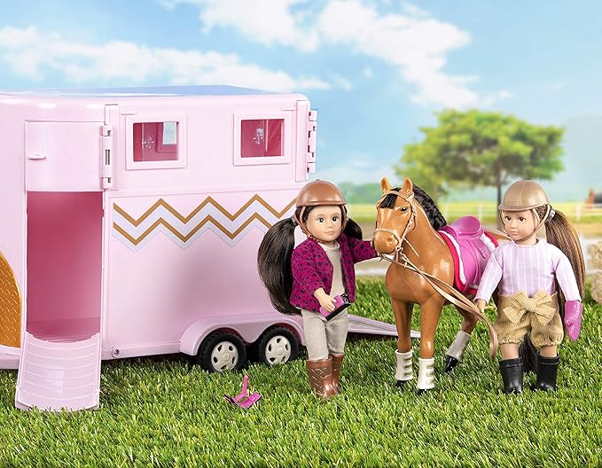 Lori Dolls – Hoofing It – Horse Trailer – Play Set for 6-inch Horses & Mini Dolls – Horse Accessories – Saddle, Bridle, Brush & More – 3 Years +