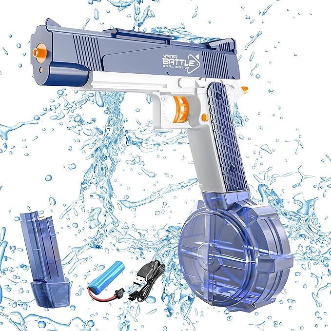 GOAP Electric Water Gun 2 Large Capacity Clips, Rechargeable Battery, Kids & Adults Squirt Gun