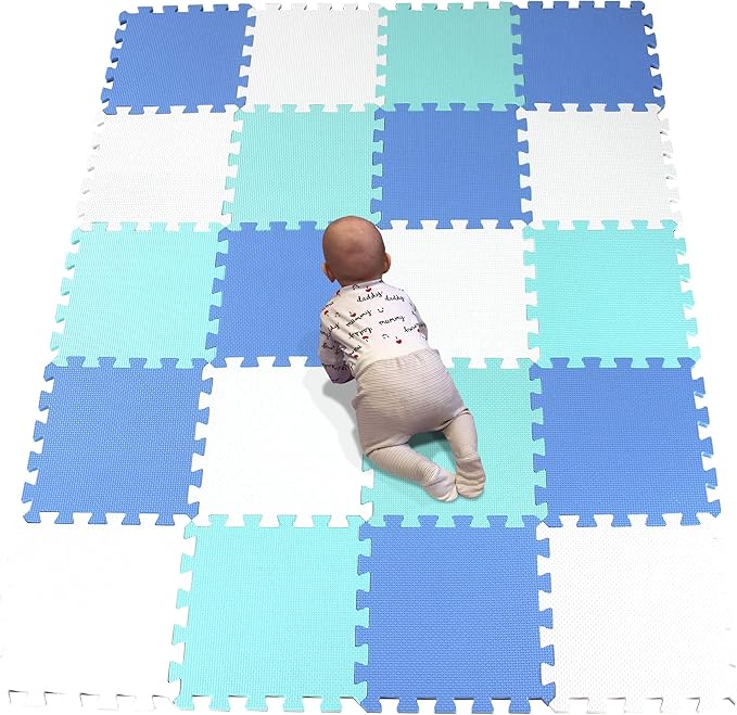 YIMINYUER® 20 Tiles (30cm×30cm×1cm Each Tile) Baby Soft Puzzle Play Mats, Kids Thick EVA Foam Floor, Toddlers & Children's Soft Interlocking Mat R01R07R08G301020
