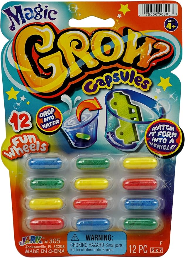 JA-RU Magic Grow Capsules for Kids - Water Growing Toys (24 Pack, 12 Capsules Each) Expanding Sea Creatures, Dinosaurs, Farm Animals Foam Bath Toys. Bulk Science Party Favors 305-24p