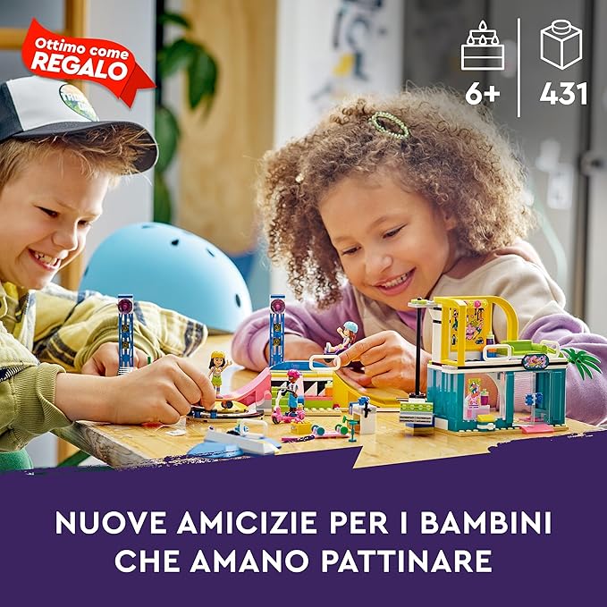 LEGO Friends Skate Park Set 41751, Skateboard Toys for Girls and Boys Ages 6 Plus, Mini-Doll Playset with Toy Scooter and Wheelchair, Birthday Gift Idea for Creative Play