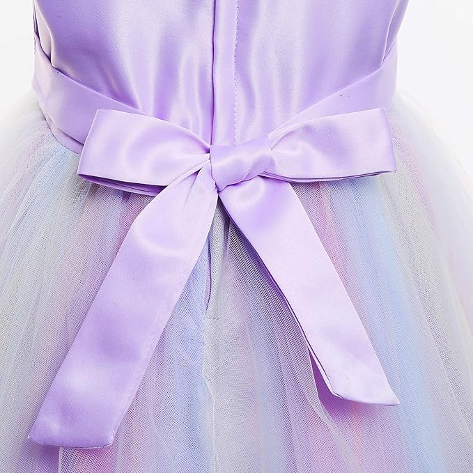 Unicorn Dress for Girls Unicorn Costume Pageant Princess Party Birthday Long Gown with Unicorn Headband & Necklace