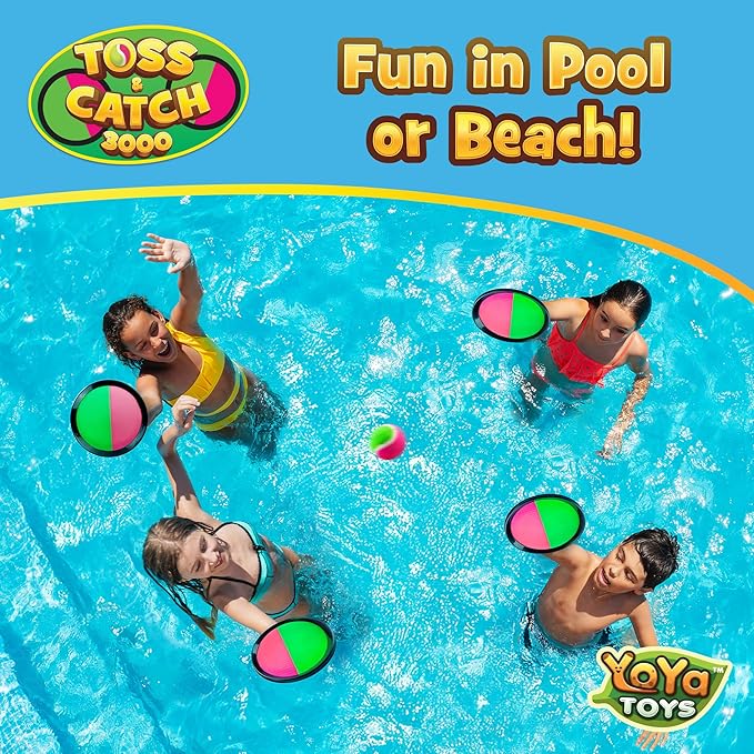 YoYa Toys Toss and Catch Ball Game Toy Set - 4 Paddles & 4 Sticky Balls - Fun Kids Outdoor Games Activity for Backyard, Beach, Park, Camping - Gift for Boys & Girls Ages 4 5 6 7 8 9 10 11 12 Year Old