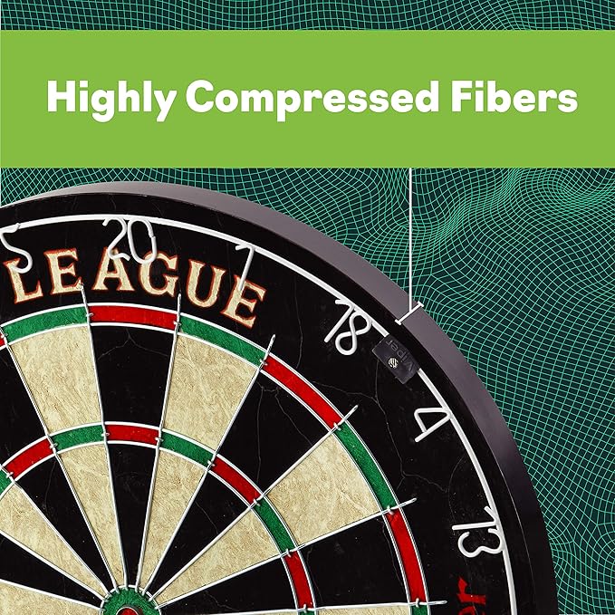 Viper League Regulation Bristle Steel Tip Dartboard Set with Staple-Free Bullseye, Galvanized Metal Thin Radial Spider Wire; High-Grade Compressed Sisal Board with Rotating Number Ring Extending Life