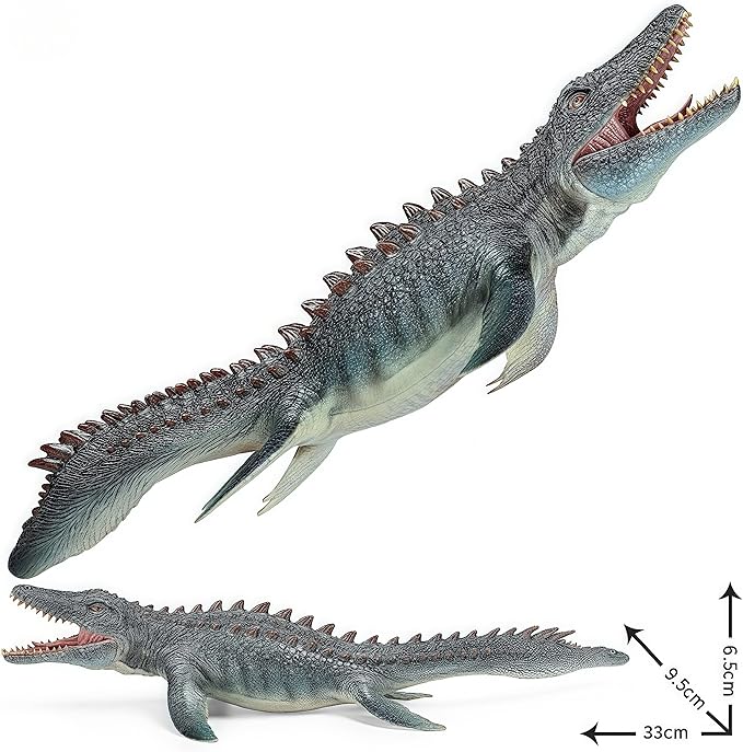 Gemini&Genius Mosasaurus and Megalodon Water Dinosaur Great White Shark Toys Set, Dinosaur with Sea Monster Set for Birthday Cake Toppers, Action Figure Toy Collections, Play or Display Toys for Kids