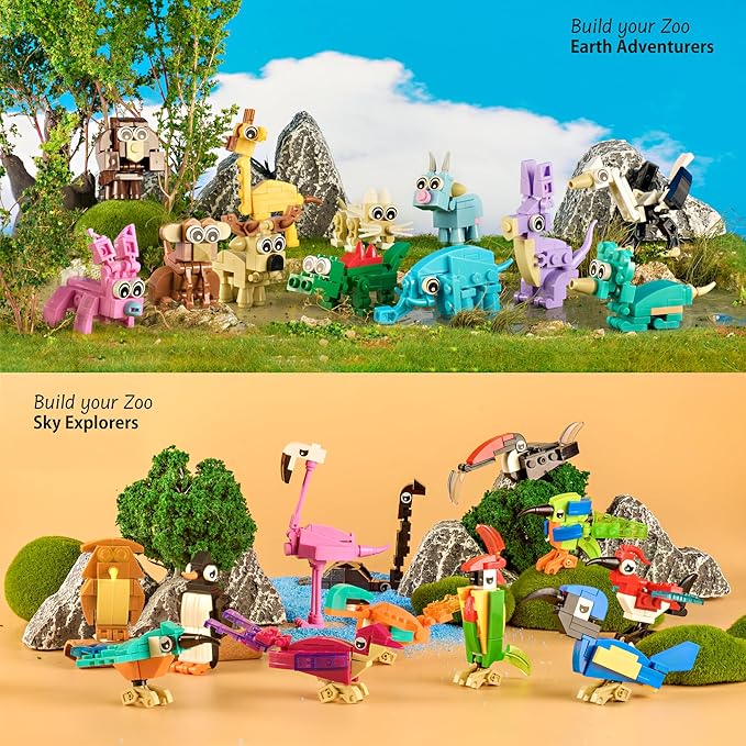 2025 Animal Advent Calendar Building Set for Kids – Christmas Countdown Calendar with 24 3-in-1 Animal Packs, 72 Mini Models, Creative Building Toys & Christmas & Birthday Gifts for Boys & Girls 6+