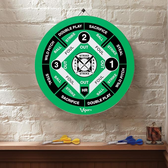 Viper Double Play 2-in-1 Baseball Coiled Paper Fiber Dartboard with Darts