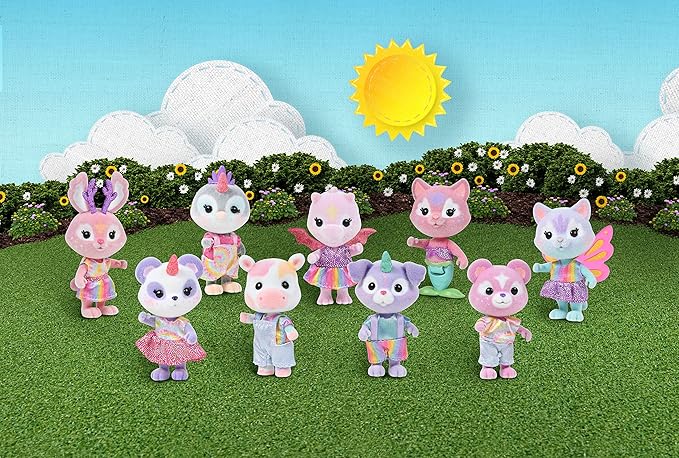 Sunny Days Entertainment Honey Bee Acres Rainbow Ridge Pals – 9 Miniature Flocked Dolls | Small Fantasy Collectible Figures | Pretend Play Toys for Kids