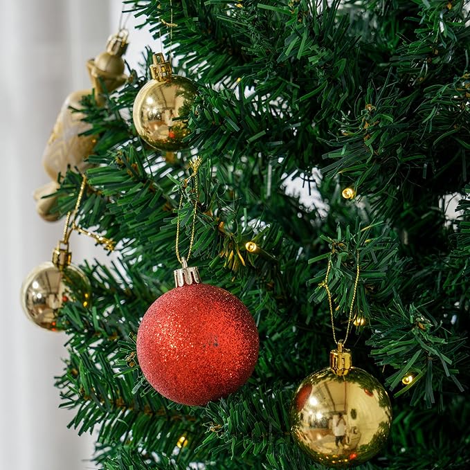 HOMCOM 6' Tall Prelit Christmas Tree Douglas Fir Artificial Christmas Tree with Realistic Branches, 250 Warm White LED Lights and 1000 Tips, Green