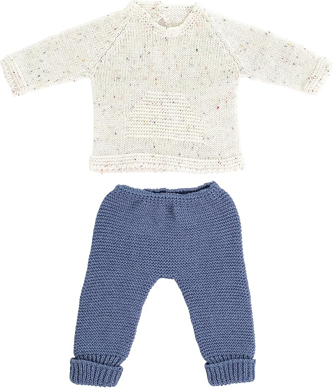 Miniland Clothes for Dolls 15 3/4'' Knitted Outfit Sweater & Trausers - ECO, Made in Spain, Quality, Role Play, Educational