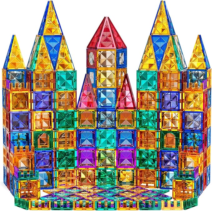 TEMI Magnetic Tiles,180 Piece Building Blocks, Magnets Building Set, STEM & Learning & Education Toys Christmas Toy Gift for Ages 3 4 5 6 7 8+ Year Old Toddler Kids Boys and Girls