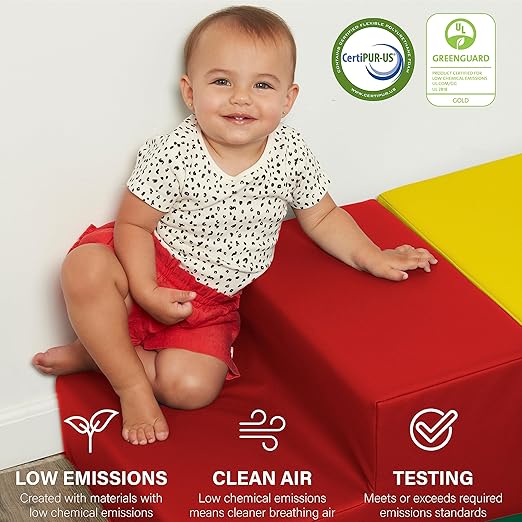 Factory Direct Partners SoftScape Toddler Playtime Square Corner Climber, Indoor Active Playset for Toddlers and Kids, Safe Soft Foam for Crawling and Sliding (4-Piece) - Multicolor, 13232-108