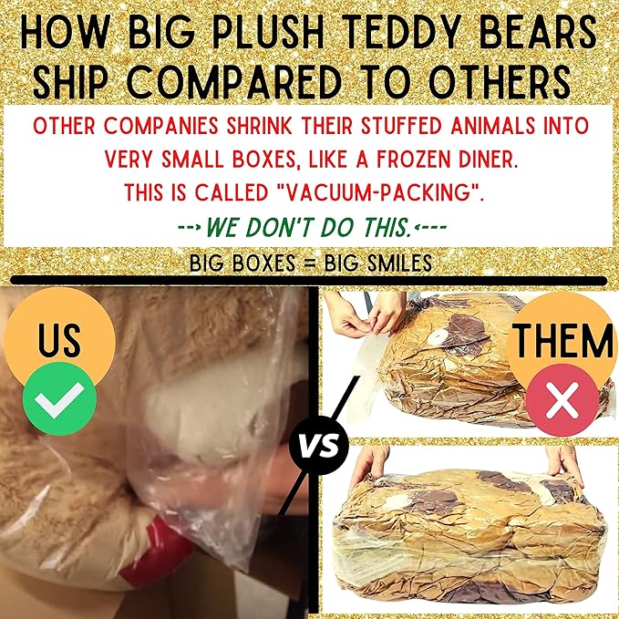 Big Plush 5ft Bear Dressed in Personalized Red Tshirt, Giant 5 Foot Teddy Bear Premium Soft, Customized with Your Message, Unique Impressive Gift for Birthday, Love or Any Event, Hand-Stuffed in USA