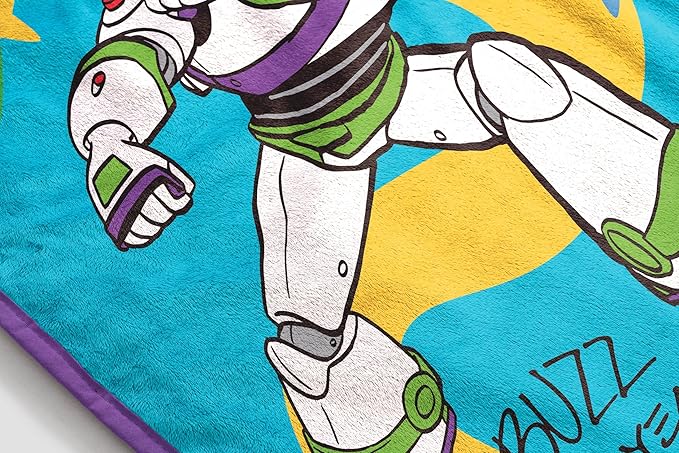 Jay Franco Plush Throw Blanket – 46" x 60" Inch Kids Soft & Cozy Fleece Throw for Bedroom & Couch Décor, Official Licensed Product, Blue - Toy Story Buzz