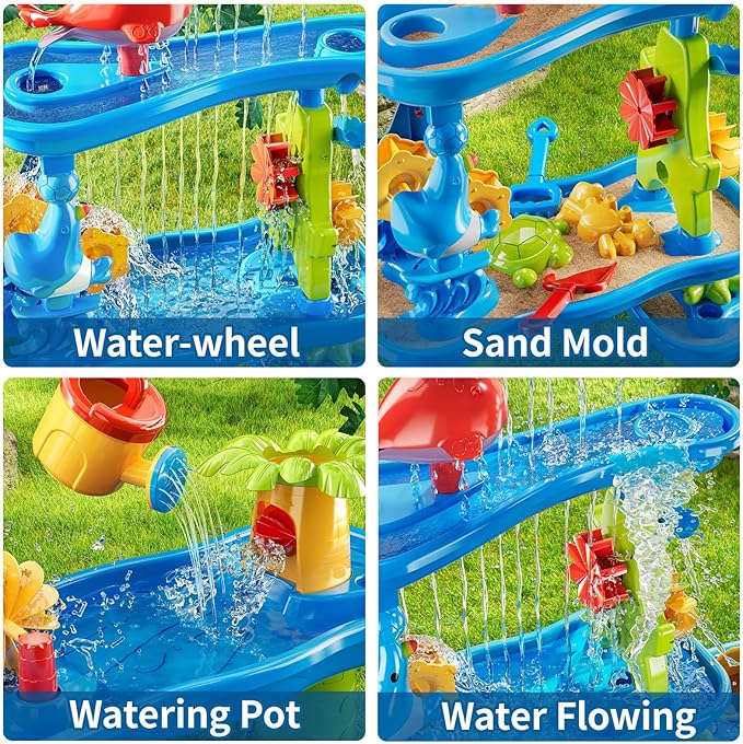 Water Table for Kids 3 4 5 6 7 Years Old - Water Playset for Toddlers 1-3 3-5, Water and Sand Play, Backyard Water Table, Summer Outdoor Beach Toys, Sensory Activity, Gifts for Boys Girls