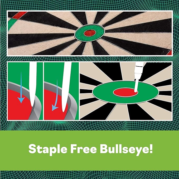 Viper League Regulation Bristle Steel Tip Dartboard Set with Staple-Free Bullseye, Galvanized Metal Thin Radial Spider Wire; High-Grade Compressed Sisal Board with Rotating Number Ring Extending Life